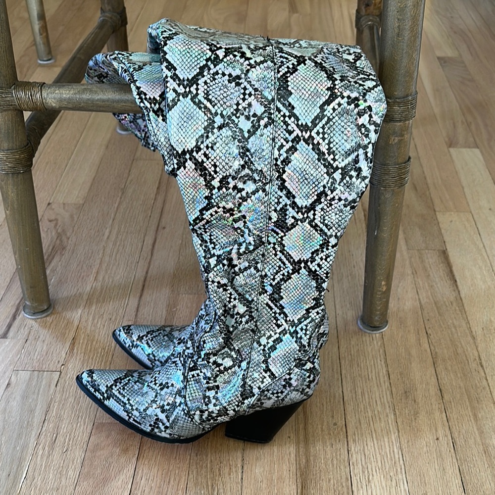 Snakeskin Thigh High boots